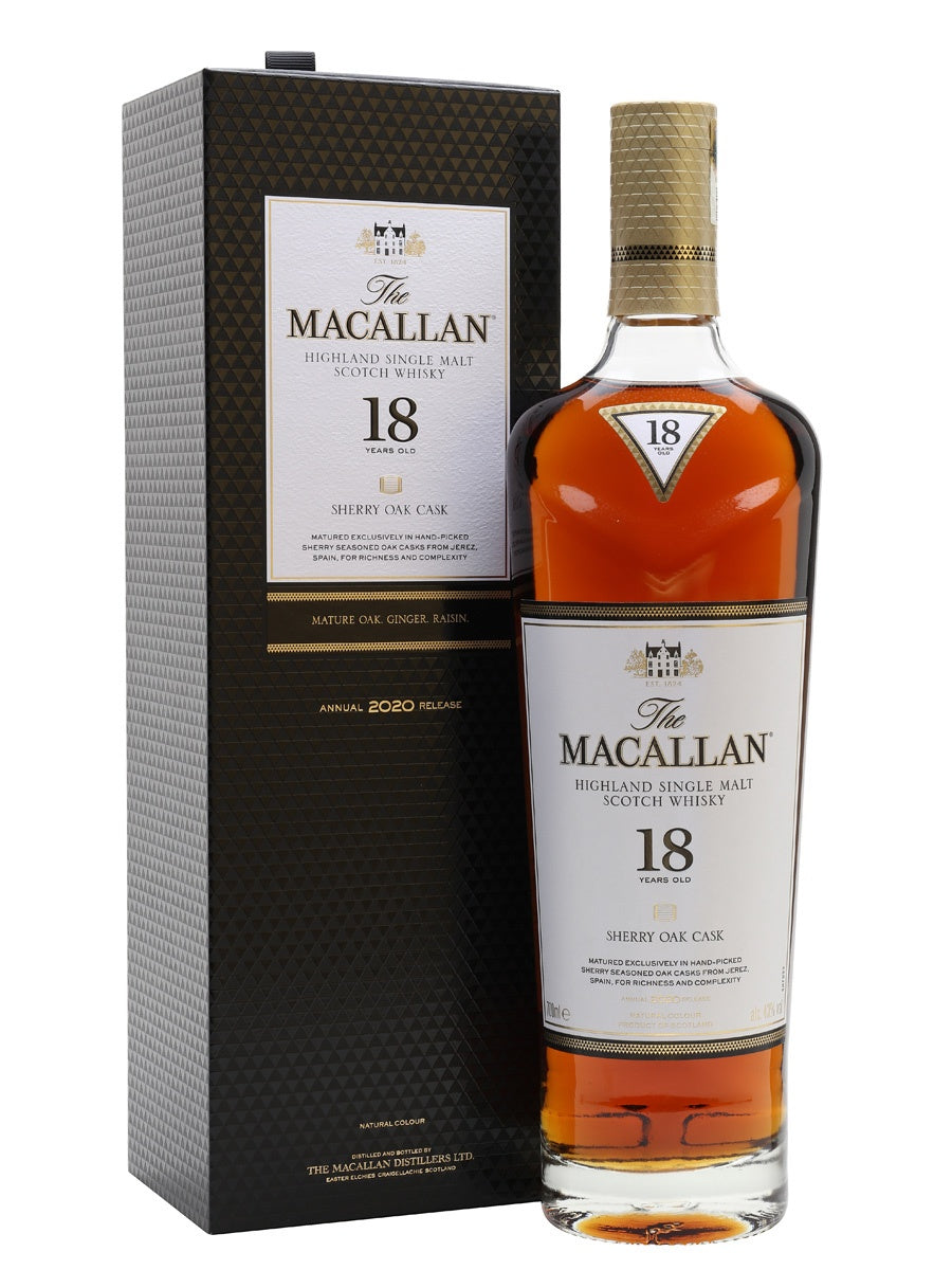 Macallan 18 Year Old Sherry Oak Speyside Single Malt Whisky 2023 Release 43% abv 70cl