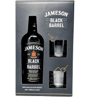 Jameson Black Barrel Gift Set 40 % abv 70cl Plus 2 Glasses.